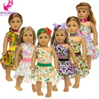 Модное платье в гавайском стиле с цветами для кукол 43 см, Одежда для кукол новорожденных и одежда для американских кукол 18 дюймов