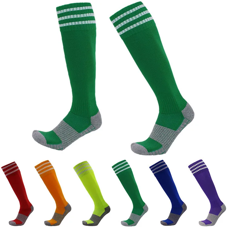 

European Size Winter Towel Bottom Soccer Sock Stockings Stripes Tube Socks Non-Slip Ankle Protection Athletic Socks for Sport