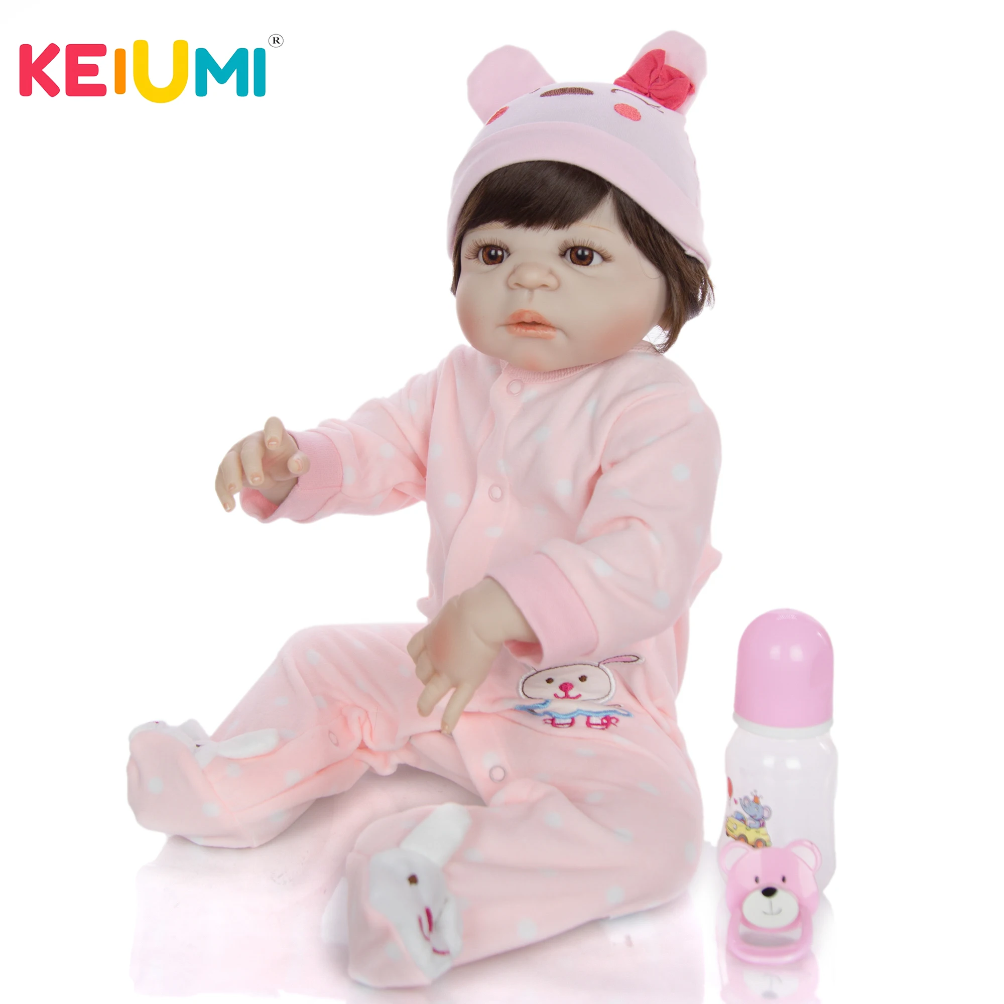 KEIUMI 23 дюйма полностью силиконовая виниловая кукла для новорожденных куклы