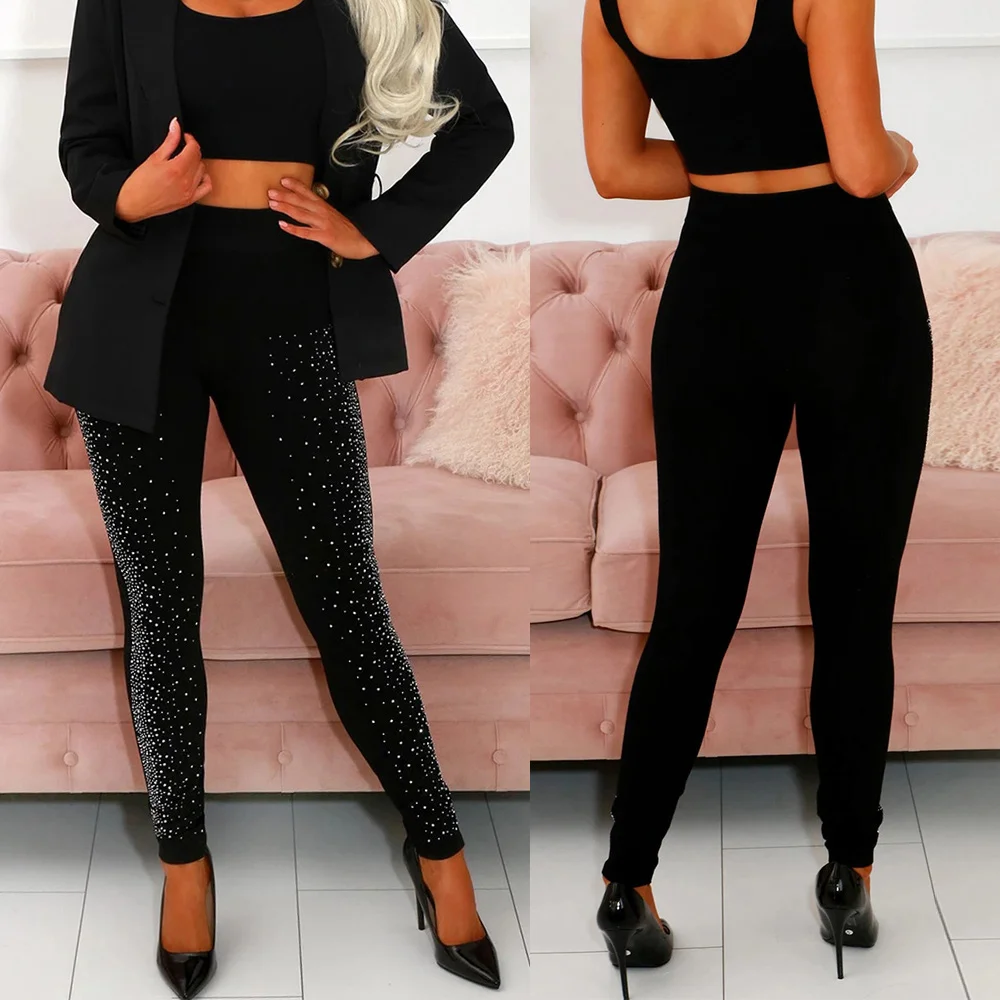 Женские офисные брюки узкие леггинсы черные для свадебной вечеринки Клубные