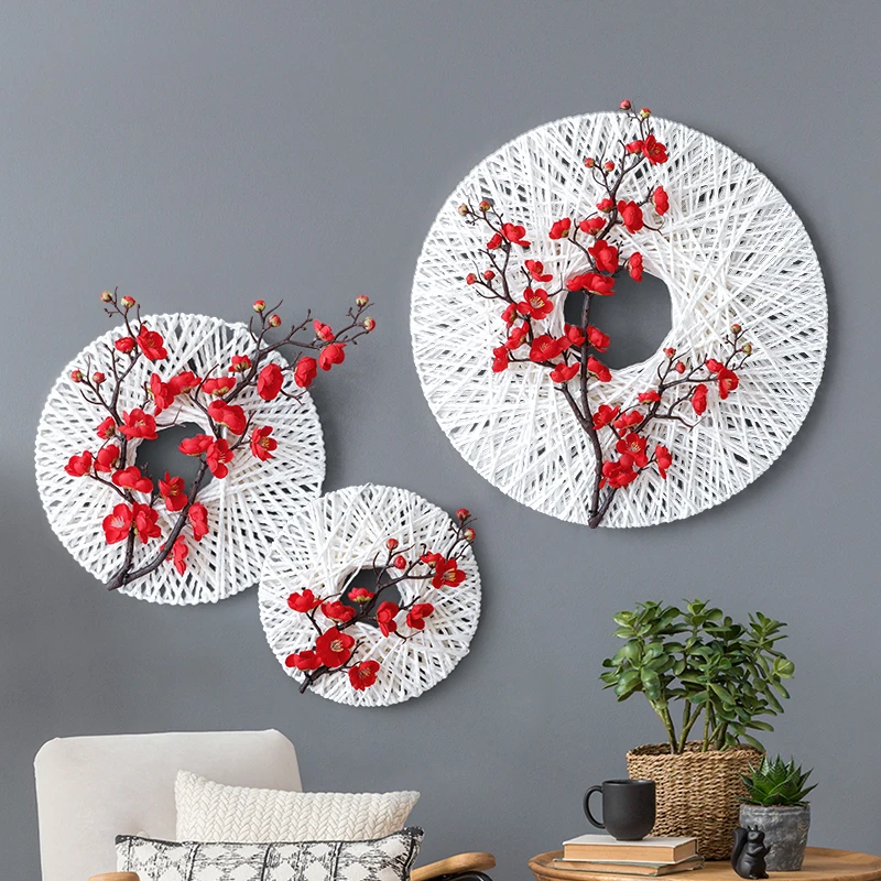 

Handcraft Wall decor Rope w/Artificial Flower hanging wedding decorative Murals decoration living room hallway wall ornaments