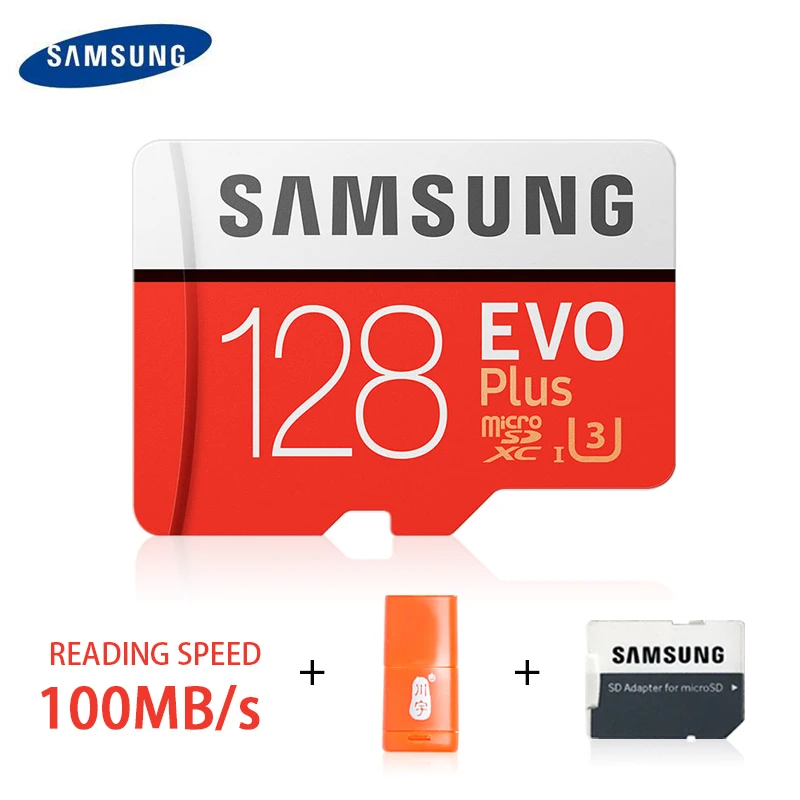 128GB100MS and gift SAMSUNG Micro SD карта 256 ГБ 32 ГБ 64 Гб 128 Гб Карта памяти SDHC SDXC класс EVO Plus Claas10 UHS TF SD карты для смартфона/камеры - Емкость: 128GB100MS and gift