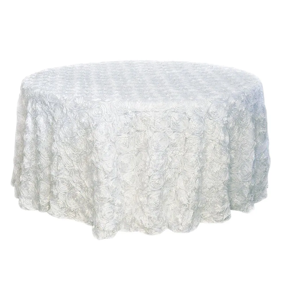 

305 см Европейский 3D Розовый вышитый белый стол покрытие круглый моющийся Банкетный вечерние Декор полиэстер открытый скатерть протектор