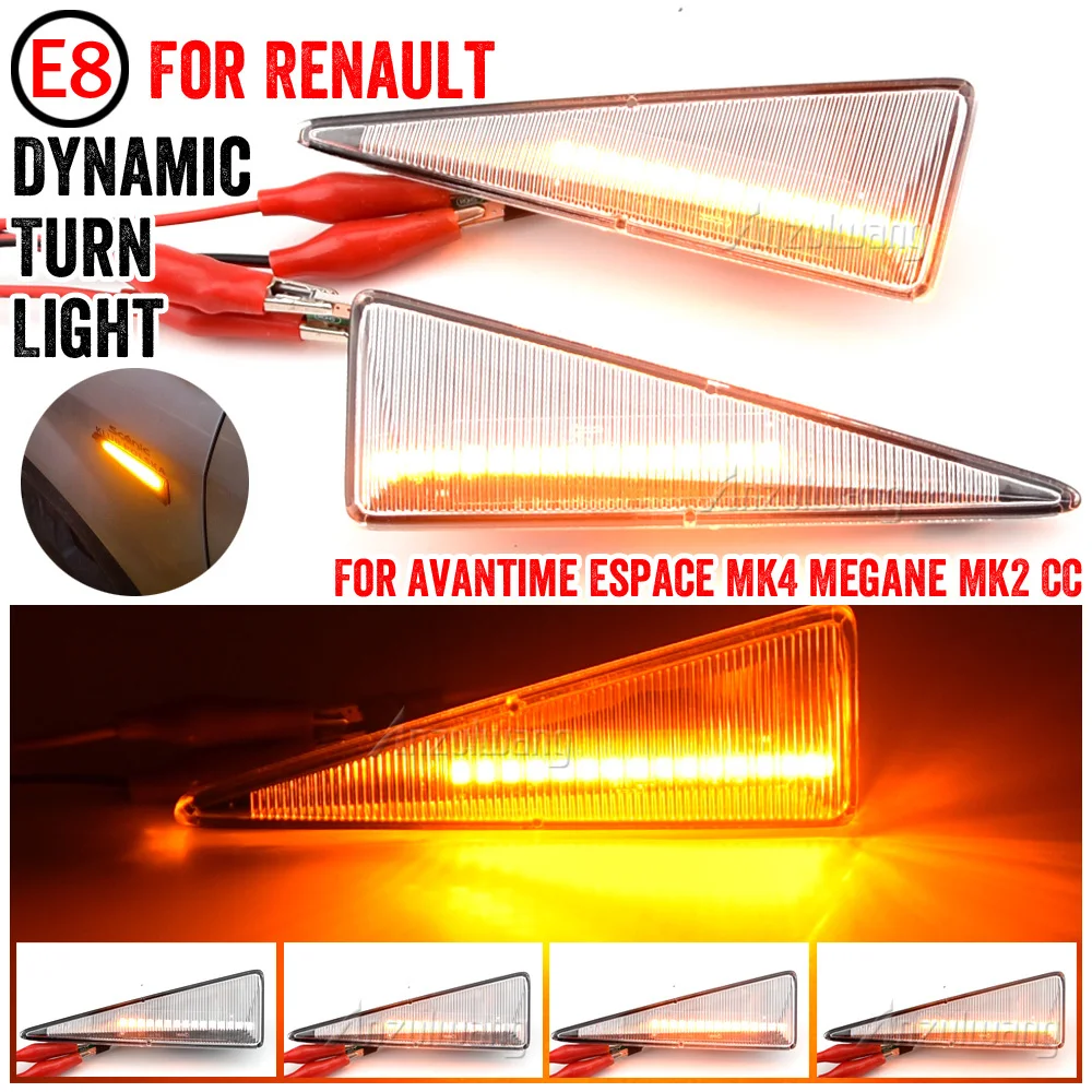 

2Pcs Car Dynamic LED Side Marker Light Turn Signal For Renault MK4 Vel Satis Wind Avantime Megane 2 Scenic 2 Espace 4