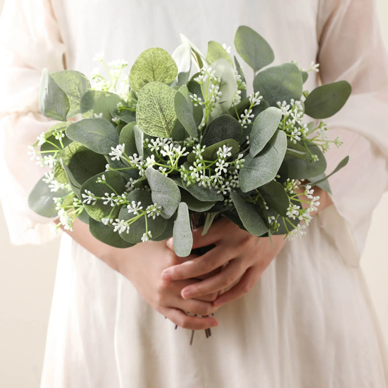

12pcs Artificial Eucalyptus Leaves Fake Flowers Simulation Foliage For Home Wedding Party Room Plastic Floral Decor
