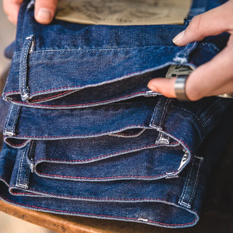 Мужские свободные зауженные джинсы стираного синего цвета Повседневная Уличная