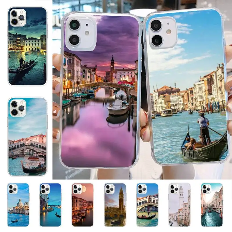 

YNDFCNB Italy night in venice Phone Case for iPhone 11 12 13 mini pro XS MAX 8 7 6 6S Plus X 5S SE 2020 XR cover