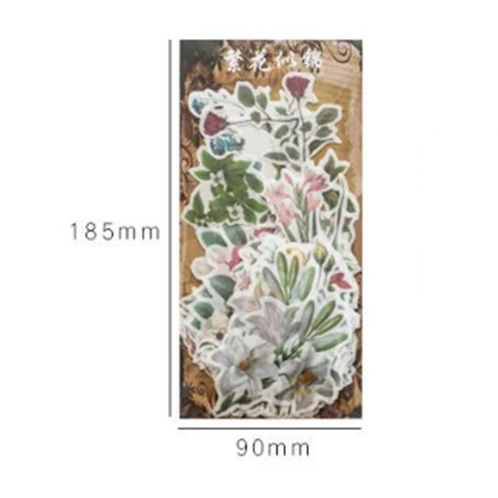 

60pcs Travel Stickers Vintage Retro Green Plants Flowers Diary Handmade Adhesive Paper Stationery Stickers Decorations
