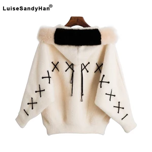 Женский свитер с капюшоном из искусственного бархата; Коллекция 2022 года; Сезон осень-зима; Новинка; Толстый теплый свитер с меховым воротником