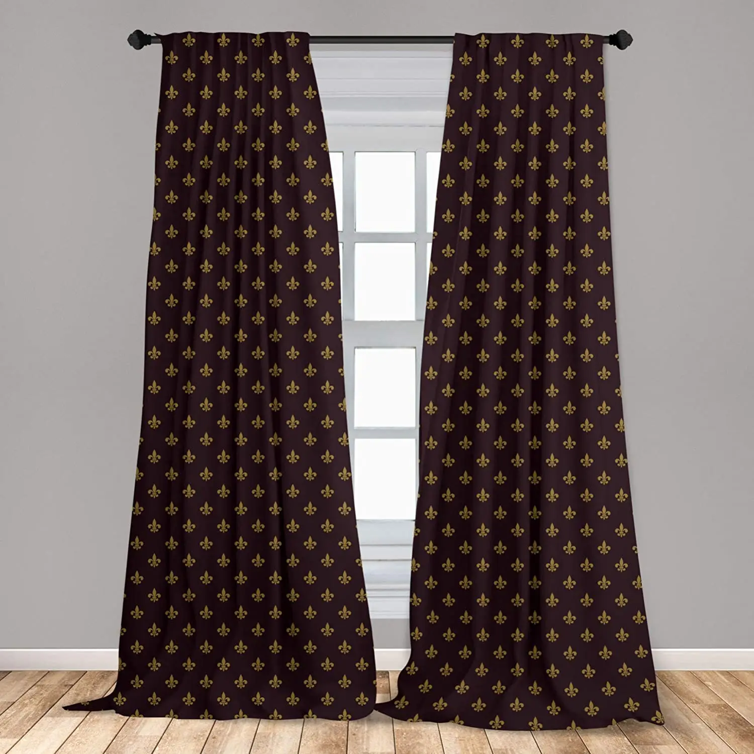 

Fleur De Lis Window Curtains French European Culture Abstract Vintage Renaissance Lightweight Decorative