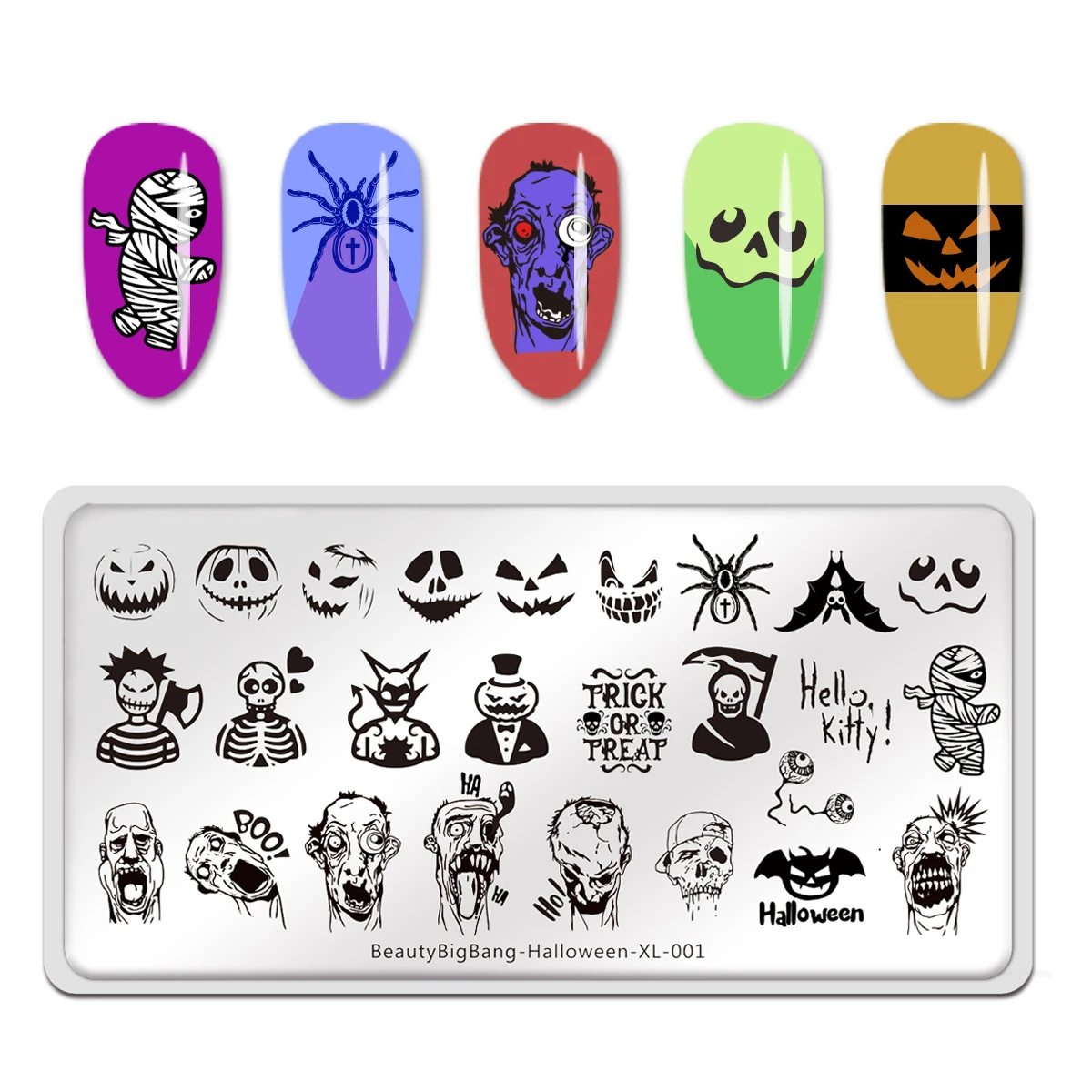 Фото Трафареты BeautyBigBang из нержавеющей стали для украшения ногтей на Хэллоуин 12 х6 см |