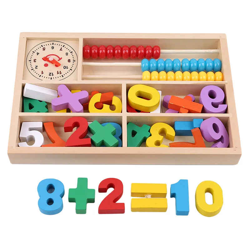 

Montessori Baby Learning Educational Wooden Arithmetic Toys Box Digital Numbers Math Blocks Beads Clock Enlightenment Gifts