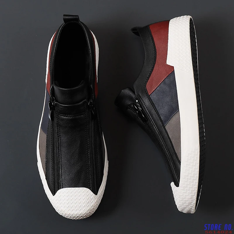 

Мужские кроссовки из ПУ кожи, на двойной молнии