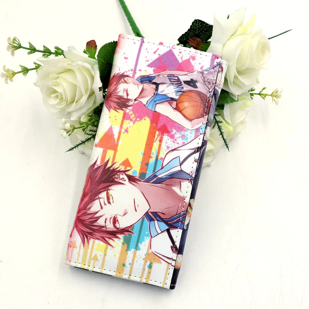 Длинный кошелек Kuroko без корзины из искусственной кожи с рисунком аниме для