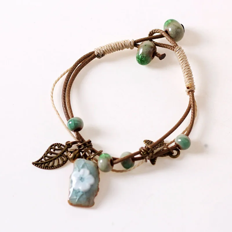 Модный очаровательный керамический браслет в этническом стиле с цветочным