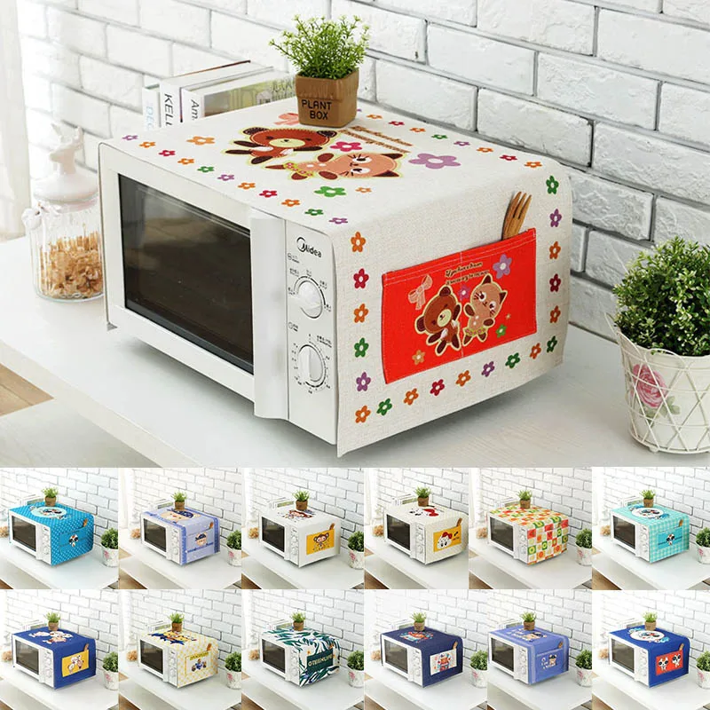 

Пылезащитная крышка с милым мультяшным рисунком, Многофункциональный кухонный органайзер, бленда для микроволновой печи, домашний декор