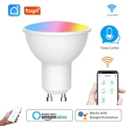 Tuya WiFi умный светильник лампочка Gu10 Светодиодная лампа RGB + CW белый работать с AlexaGoogle Home Дистанционное Управление диммируемая цветная (RGB) Светодиодная лампа