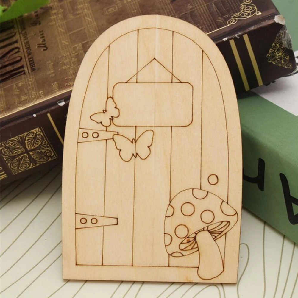 

20pcs/pack Home Decor Mini Embellishments Art Gift Accessories Furniture Garden Miniature DIY Craft Wooden Fairy Door Simulation