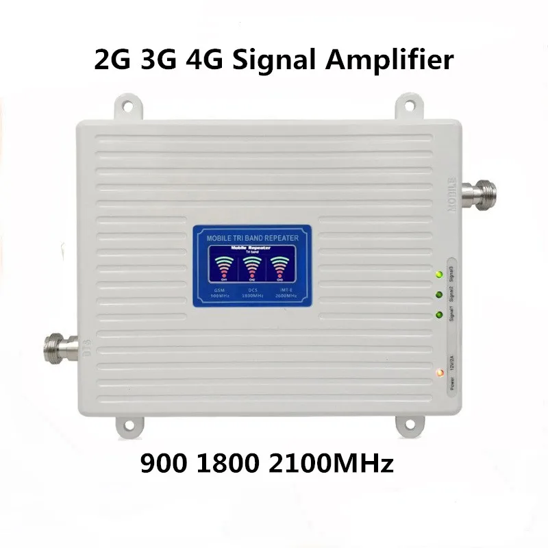 Трехдиапазонный усилитель сигнала GSM 900 DCS 1800 WCDMA 2100 2G 3G 4G с ЖК-дисплеем мобильного усилителя.