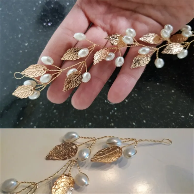 Золотой/серебристый лист плоские с одной стороны перламутровые Стразы повязка