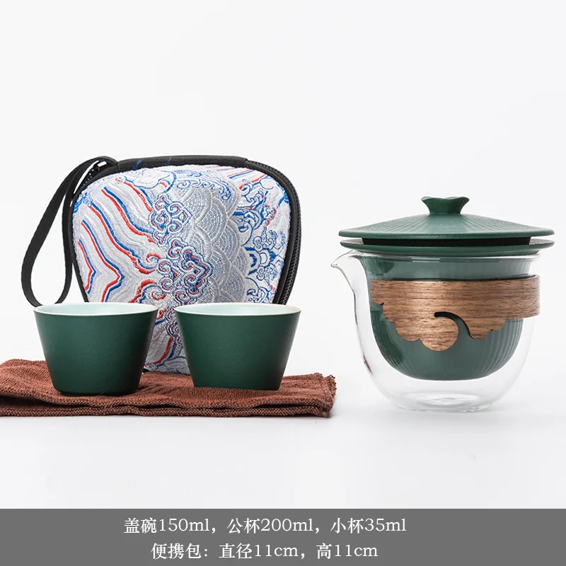 Portable One Pot Two Cups Retro Chinese Designer Kungfu Teapot Teacup Simple Outdoor Travel Tea Set Cool Teaware Gift | Дом и сад