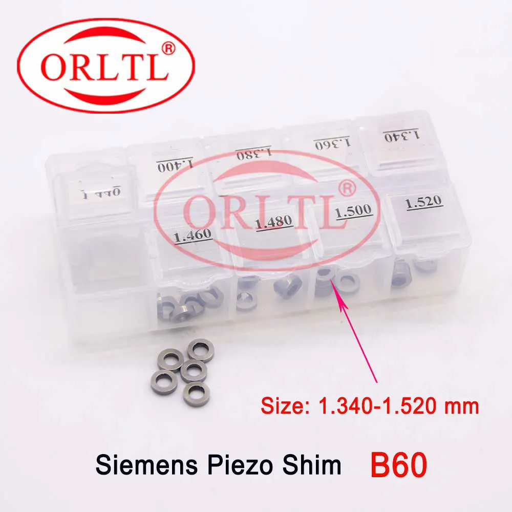 

ORLTL B60 Fuel Injection Shim Kits Adjusting Gasket Size 1.34-1.52mm Diesel Injector Parts Washer for Siemens Piezo Nozzle 50pcs