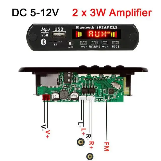 DC 6 в 18 50 Вт усилитель декодер плата Bluetooth V5.0 Автомобильный MP3-плеер USB модуль