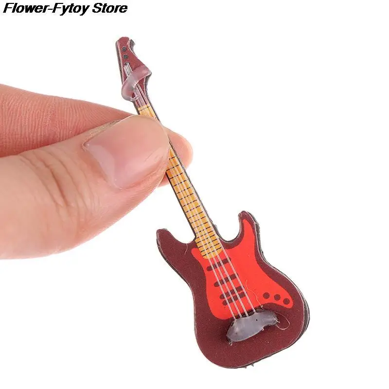 

1:12 Dollhouse Miniature Music Instrument Electric Guitar For Kids Learning Educational Musical Toy House Decor Hot