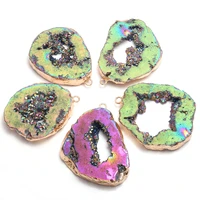 fine natural stone irregular shape druzy pendants gold plated charms for women jewelry making diy necklace earrings crafts