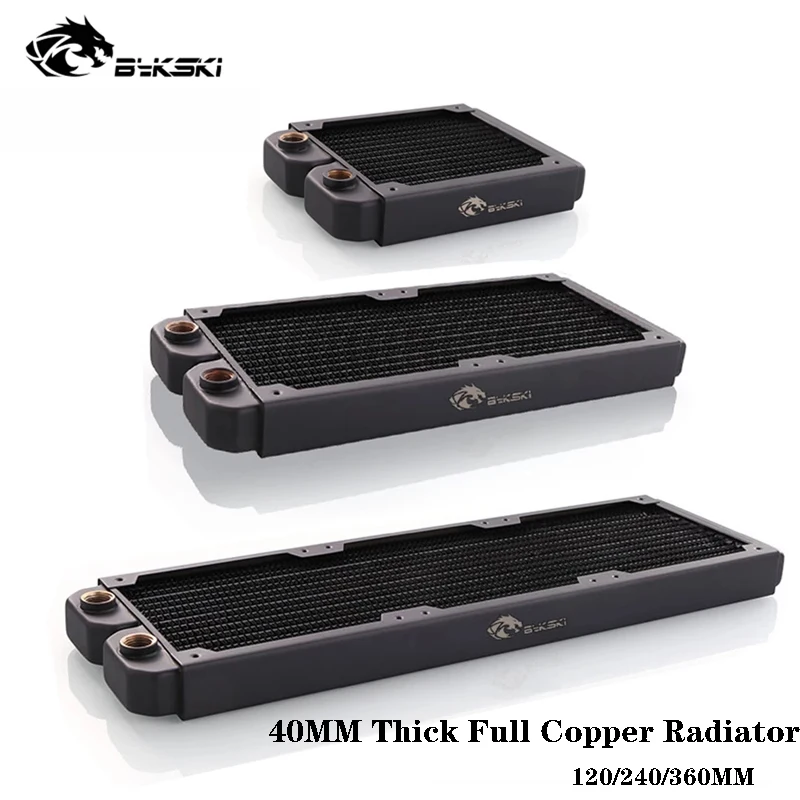 

Толщиной 40 мм медный радиатор водяного охлаждения BYKSKI для ПК, с водяным охлаждением, поддержка 12 см вентиляторов, 120/240/360 мм