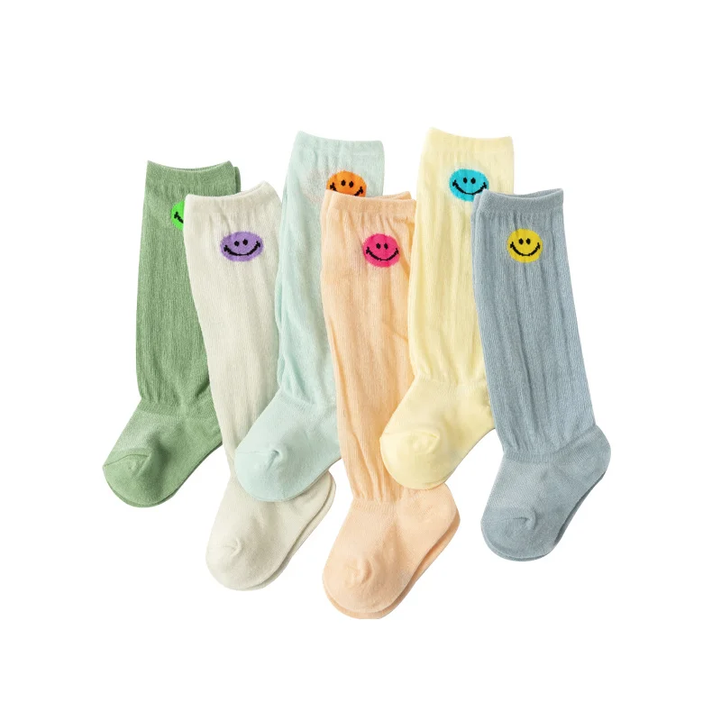 

3Pairs/Set Smiling Face Anti-Mosquito Socks Baby Warner Knee High Long Leggings Kids Thin Soft