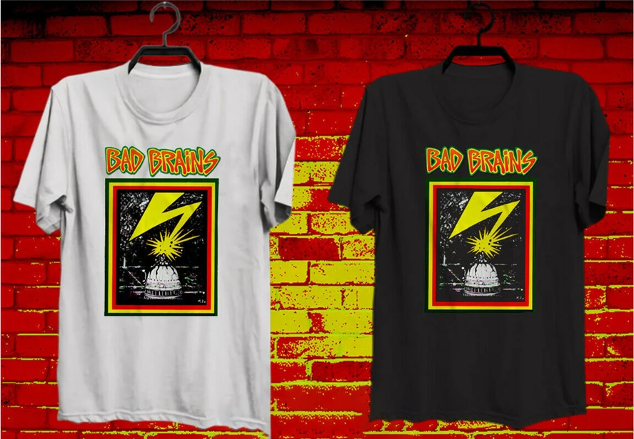 Винтажная черная и белая футболка с логотипом Bad Brains Capitol уличная