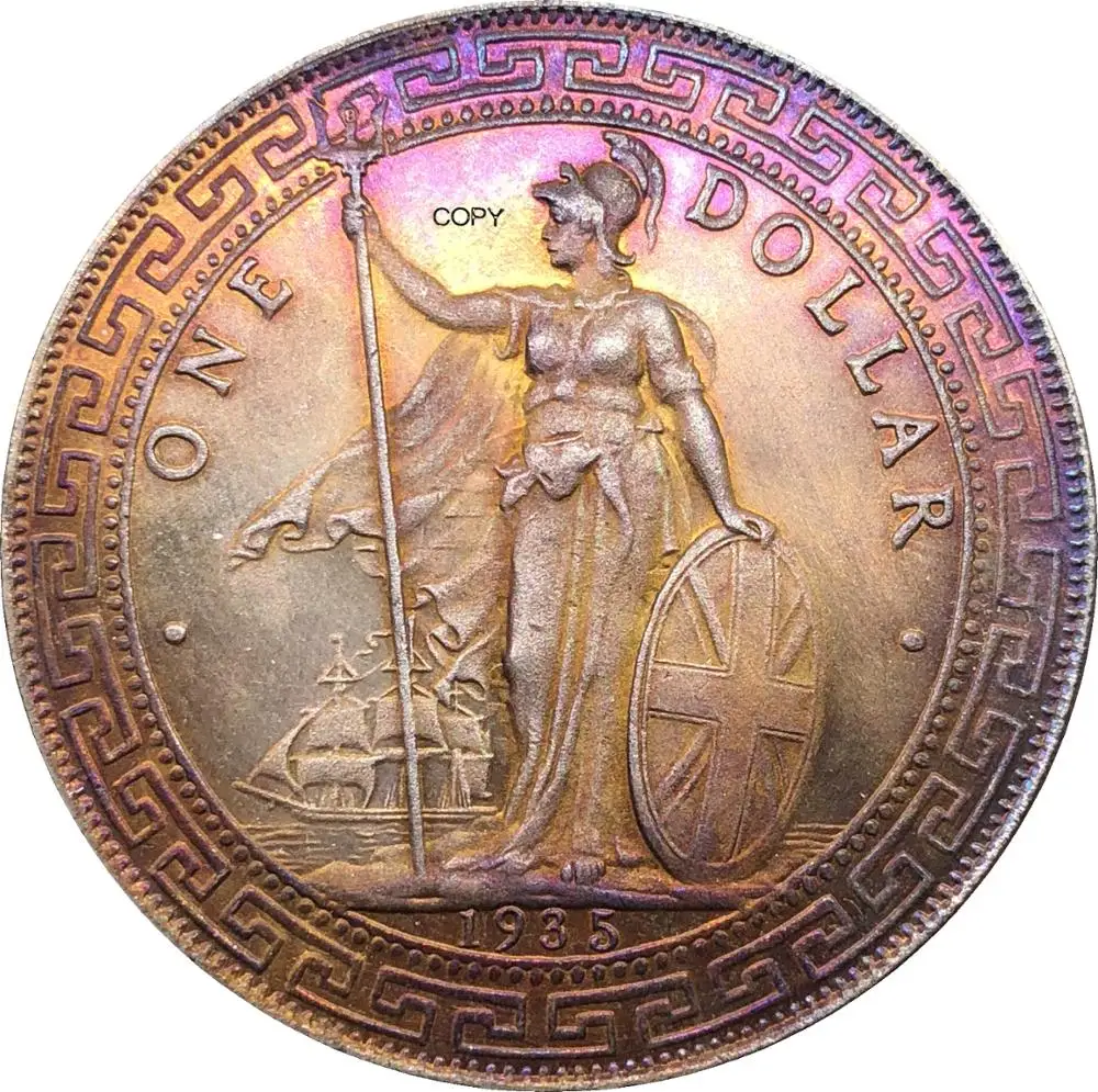 Британский доллар 1 британский 1935 один купроникель с покрытием серебра Гонконг Yi