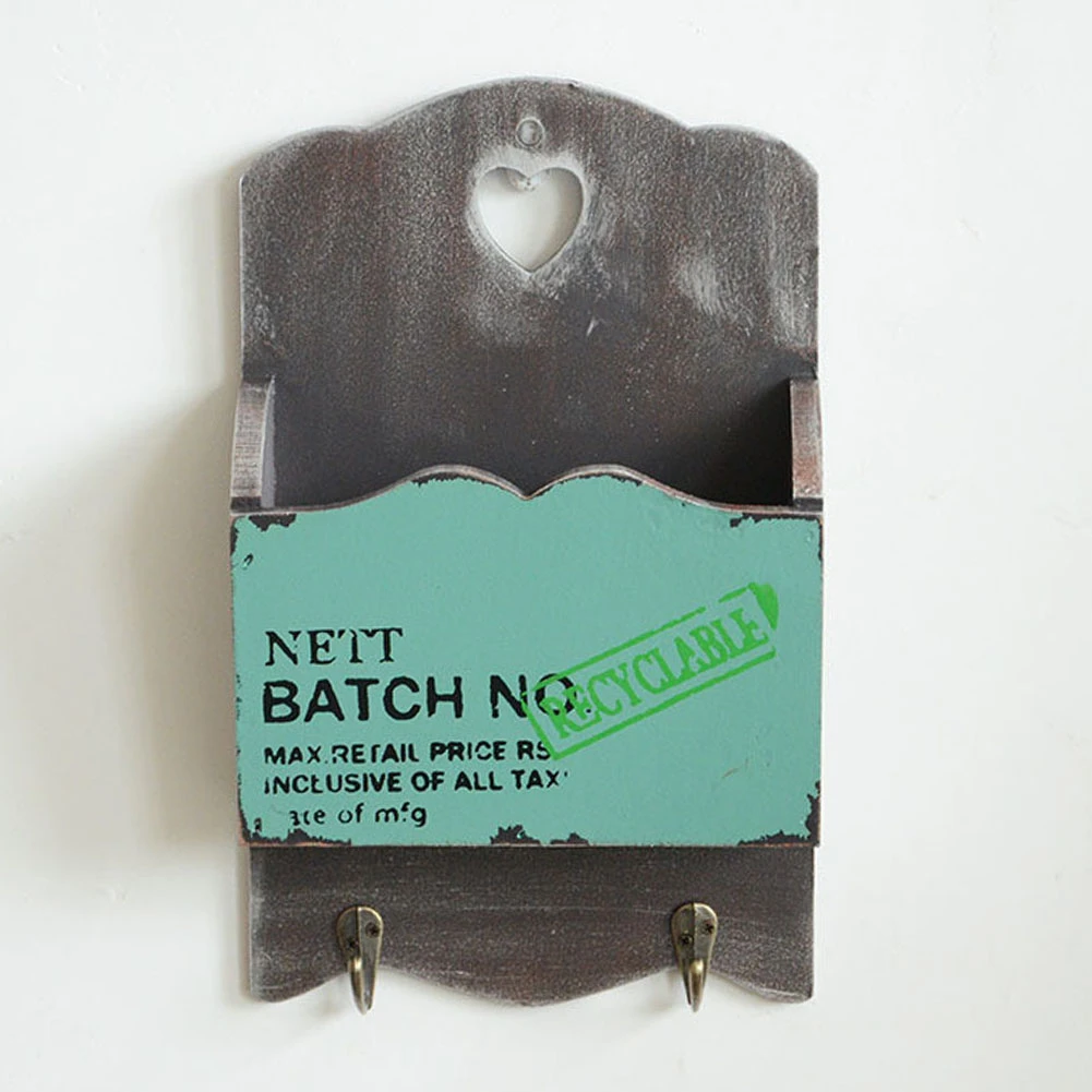 

Vintage-Style Key Rack Wall Holder Wood Organizer Mount Letter Hooks Home Hook Mail Hanger