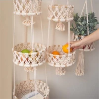hanging basket home hotel restaurant decoration fruit vegetable organizer cotton rope woven