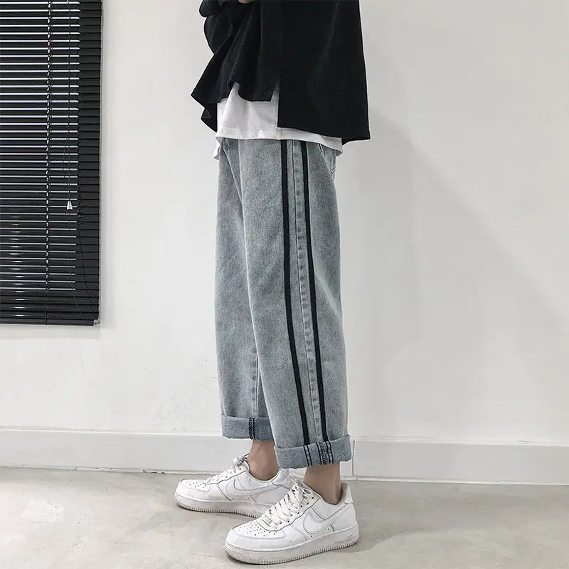 

Pants men's Korean fashion versatile autumn jeans men's fashion brand loose straight handsome wide leg pants