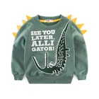 Толстовка с капюшоном для мальчиков и девочек, хлопковый топ с рисунком динозавра, крокодила, мультяшного персонажа, зимняя одежда, полная