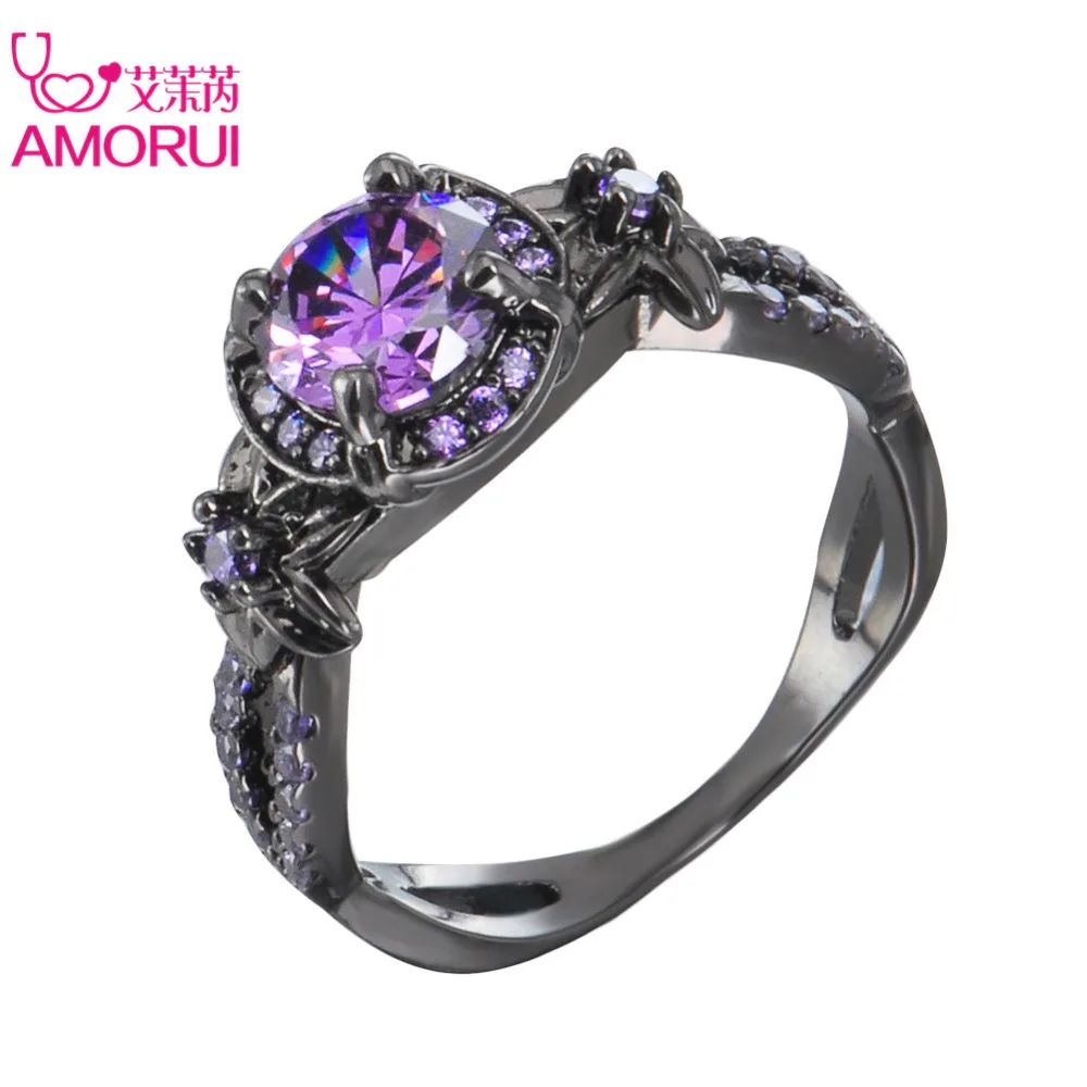 В виде пурпурных цветов с украшением в кристаллов каменное кольцо Обручальные