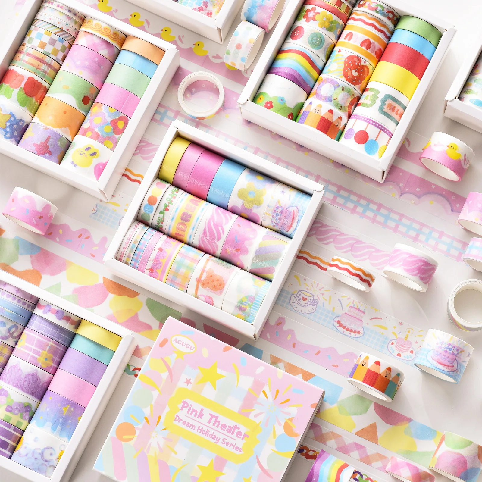 

20 Rolls/box INS Cute Masking Tape Set Basic Pattern Washi Tape DIY Scrapbooking Diary Journal Deco Stickers Korean Stationery