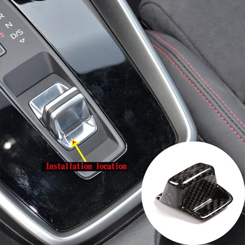 

For Audi A3L 2021 Real carbon Car Central Control Shift Head Cover Gear Head Cover Decoration Stickers Car Interior Accessories
