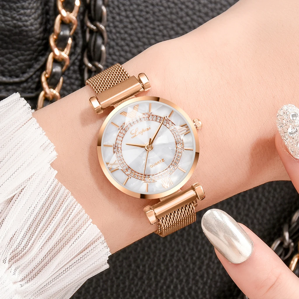 2 шт./компл. Montre Femme золотой браслет для женщин часы Элитный бренд с украшением в