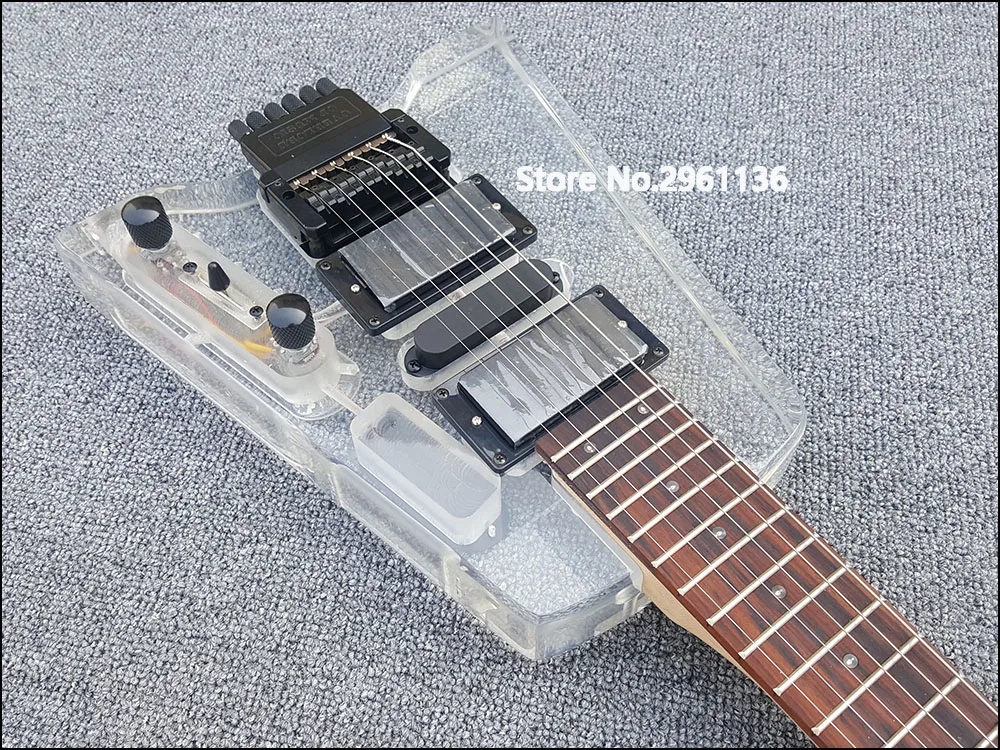 

2019 High quality China electric guitar, Acrylic Headless electric guitar with LED lights,Custom electric guitar, free shipping