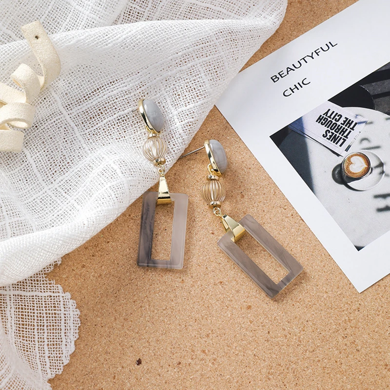 Винтажные прямоугольные геометрические модные висячие серьги массивные длинные