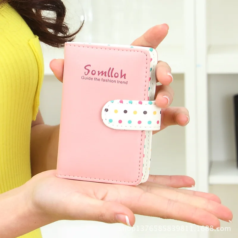 

Кожаные изделия Tallies * полиуретановый держатель для карт женский корейский стиль 2019 Новый стиль милый горошек карты Bit More Южная Корея Wo