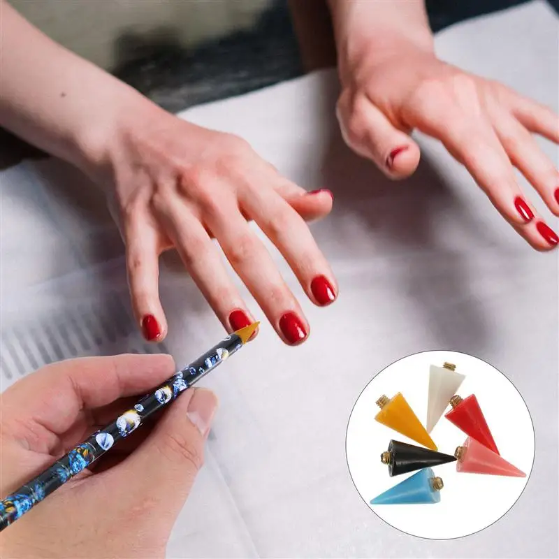

6Pcs Nail Pen Head Professional Safe Durable Wax Head Nail Picker Heads Replacement Accessory