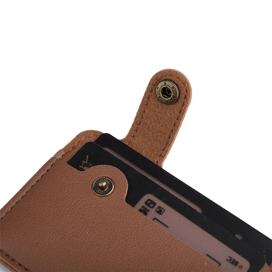 Кожаный кошелек винтажный тонкий с зажимом для денег визитница Роскошный feuille