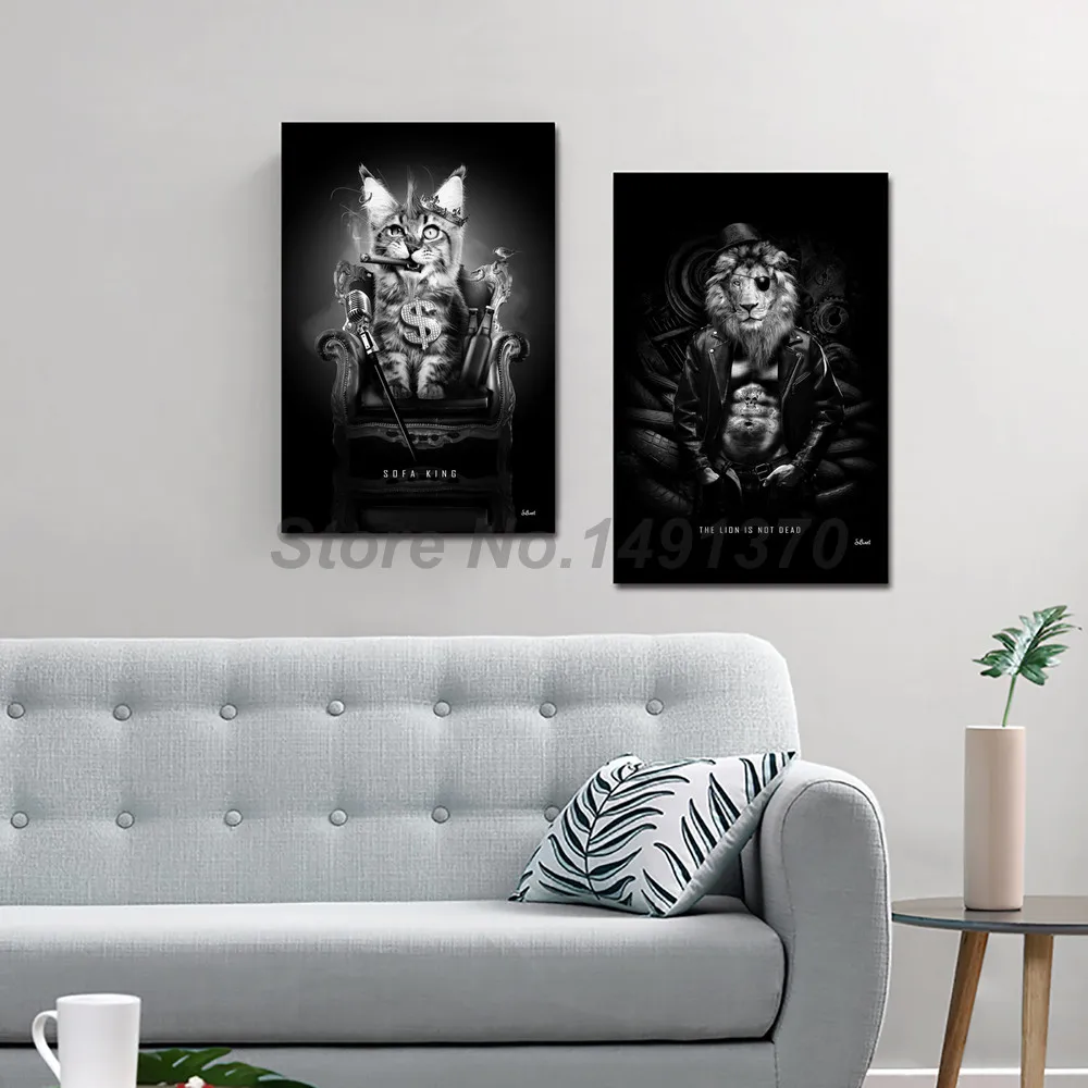 Картина-постеры с изображением дивана короля кошки Льва животных абстрактная