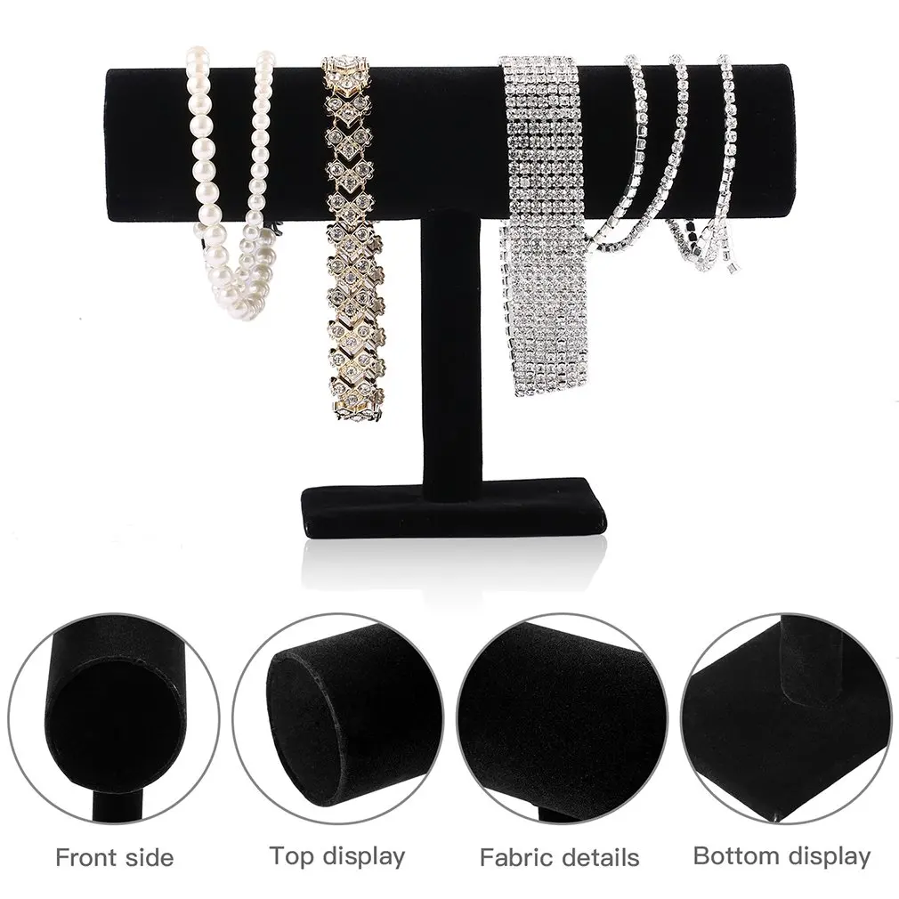 Chain Watch T-Bar Rack Jewelry Hard Display Stand Holder Organizer 2018 Black Flannelette Bracelet | Инструменты