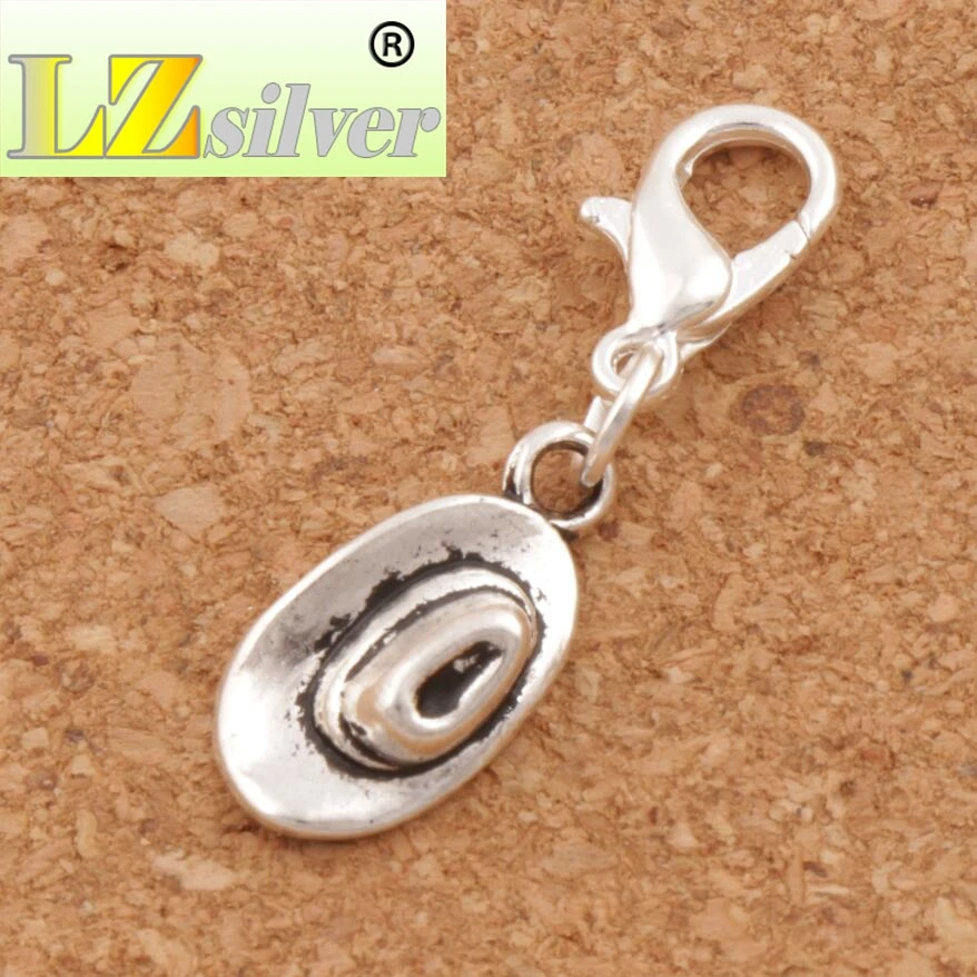 Cowboy Hat Lobster Claw Clasp Charm Beads 29.3x8.2mm 100pcs Zinc Alloy Jewelry DIY C409