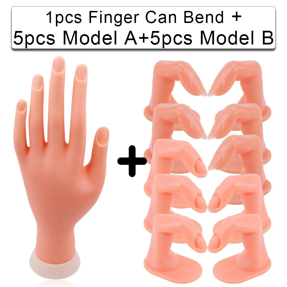 10pcs Set D 5/10 шт Искусственные ногти 1 шт ручные инструменты для маникюра и Практика пальцев Учебная модель Красота накладные ногти принтер арт гибкий мягкий инструменты - Цвет: 10pcs Set D
